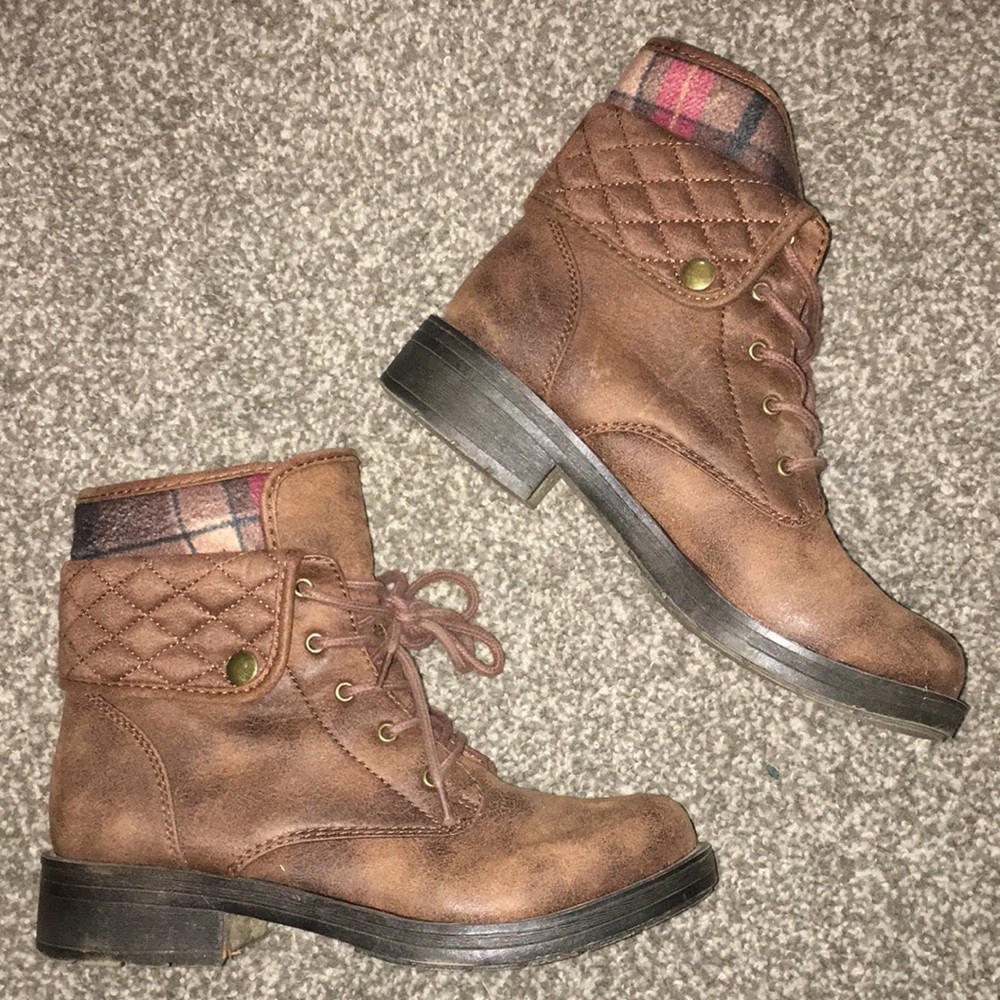 brown combat boots